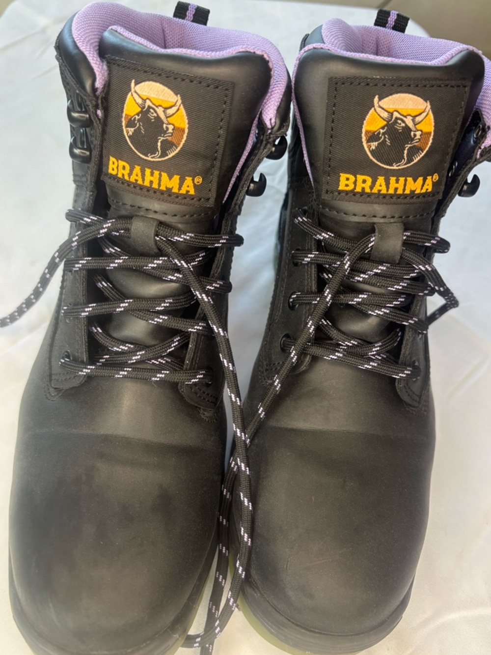Brahma Black Boots with Lavender Interior